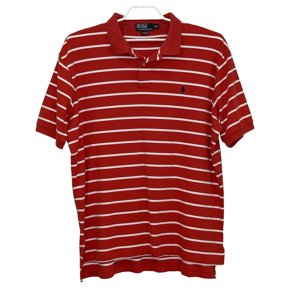 Polo Ralph Lauren Polo Shirt Mens Size XXL Red Stripe Short Sleeve Pony Logo